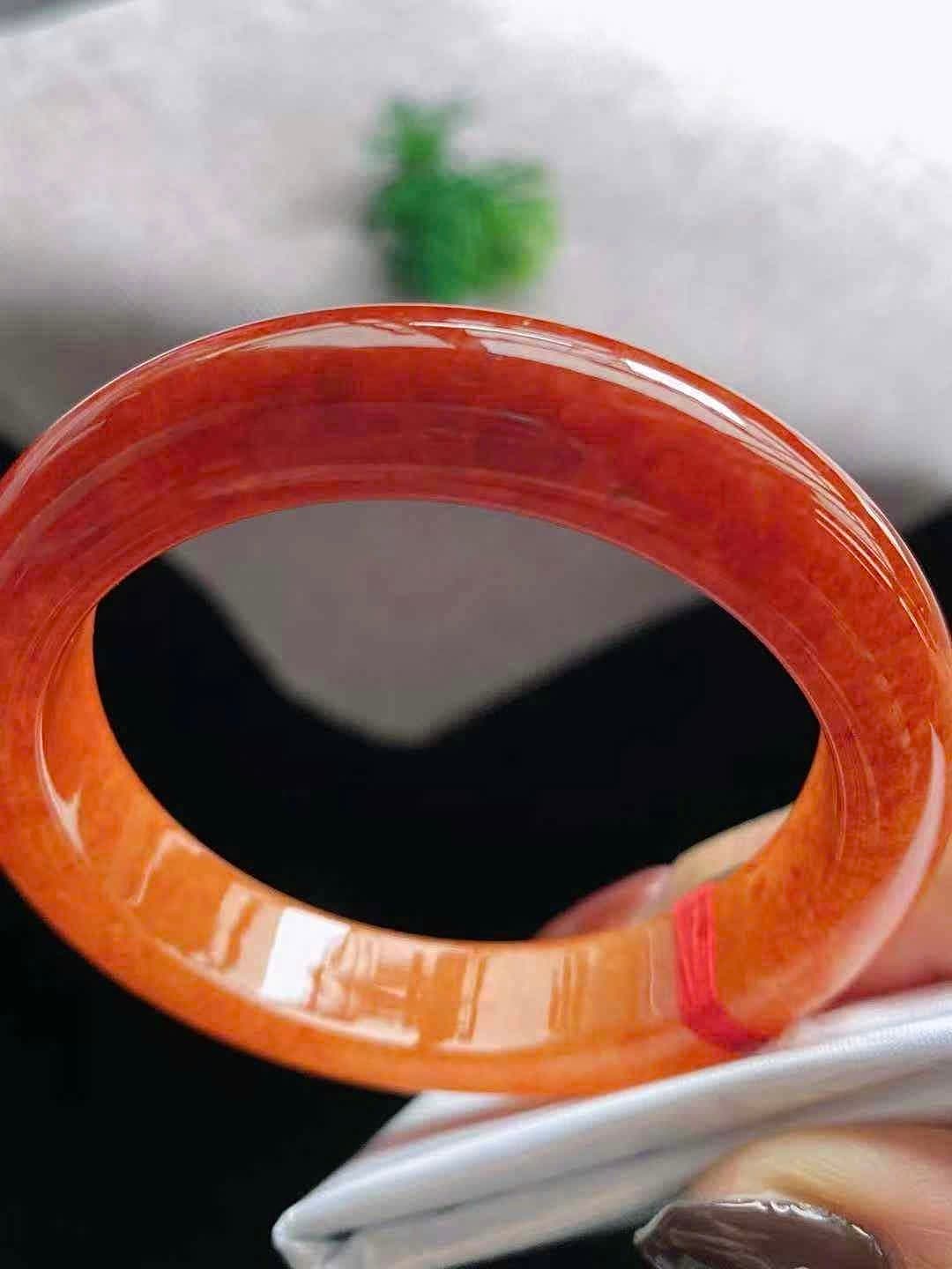Very Rare Luxurious Red-Orange Jadeite (Hong Fei) Bangle 53mm